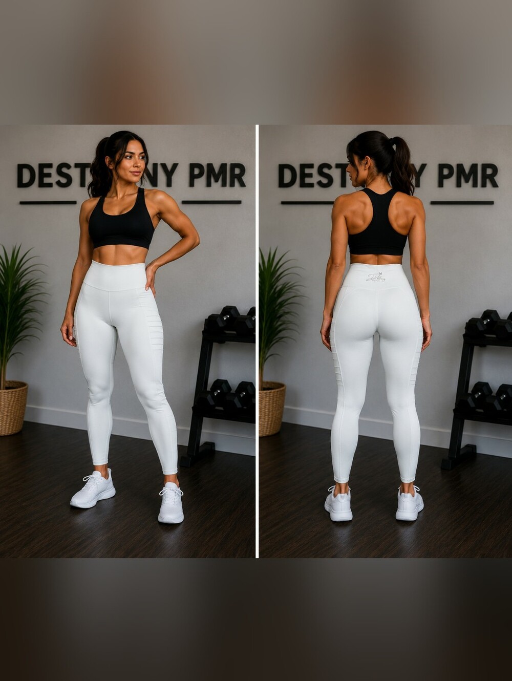 High-Waist White Seam Detail Leggings - DESTINY PMR